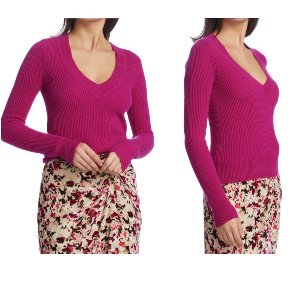 Eileen Fisher V-Neck Ribbed Knit Sweater
